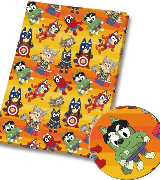 Bluey Superhero polyCotton Fabric Half Yard (18” x 55”)