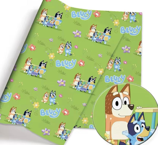 Bluey polyCotton Fabric Half Yard (18” x 55”)