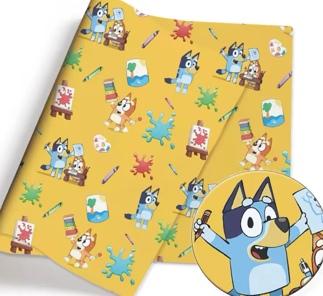 Bluey polyCotton Fabric Half Yard (18” x 55”)