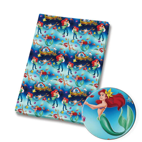 Mermaid Princess Polycotton Fabric - Half Yard (18” x 55”) 3892