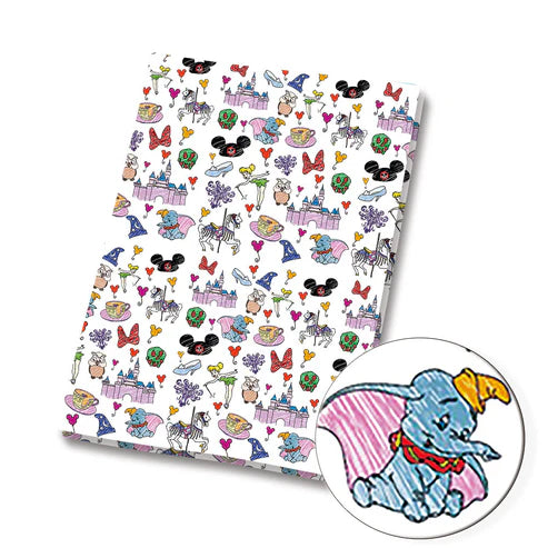 Theme Park Drawings Polycotton Fabric - Half Yard (18” x 55”) 3905