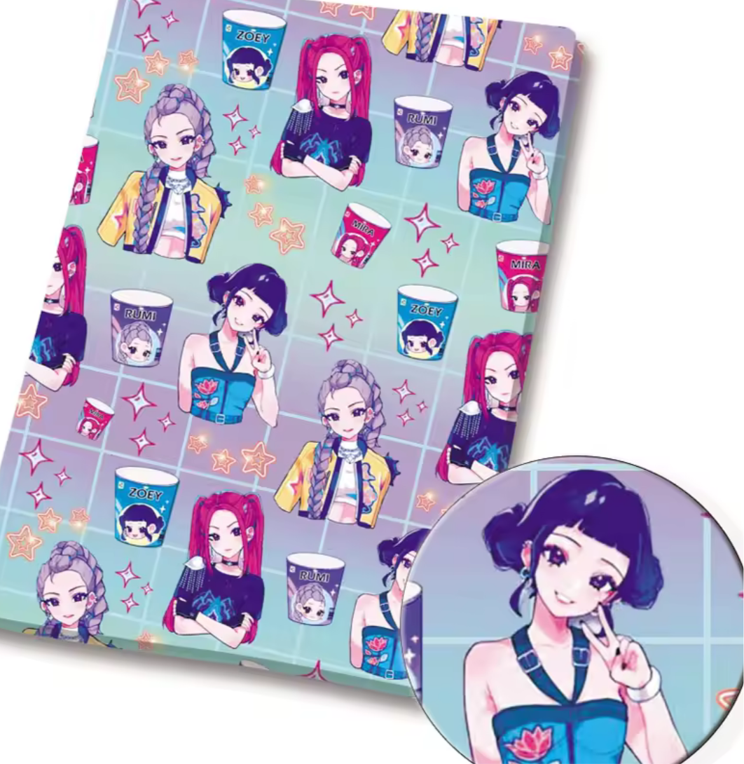 KPop Demon Hunters Huntrix polyCotton Fabric Half Yard (18” x 55”)