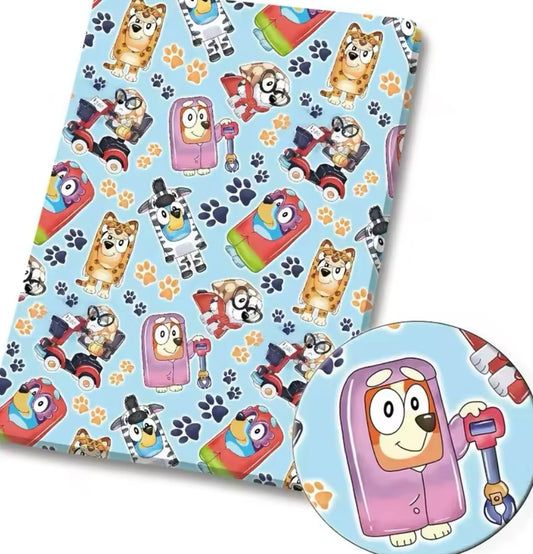 Bluey polyCotton Fabric Half Yard (18” x 55”)