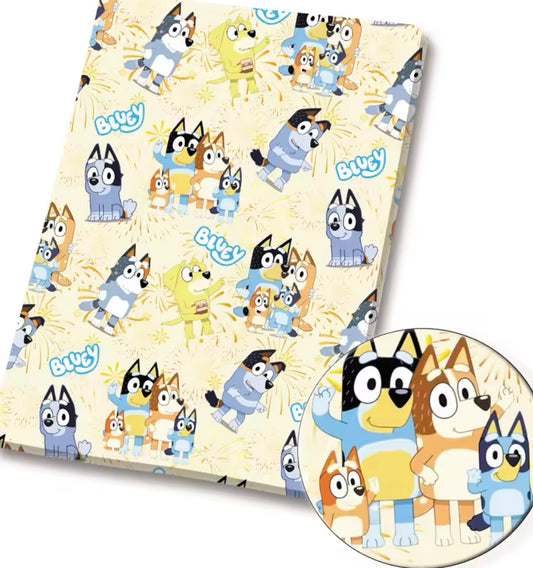 Bluey polyCotton Fabric Half Yard (18” x 55”)