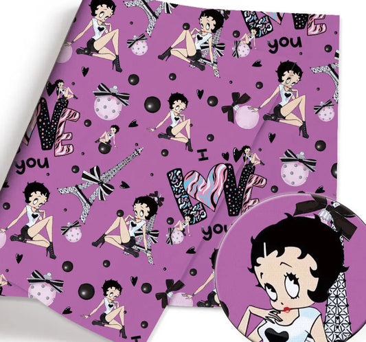 Betty Boop Eiffel Tower PolyCotton Fabric Half Yard (18” x 55”)