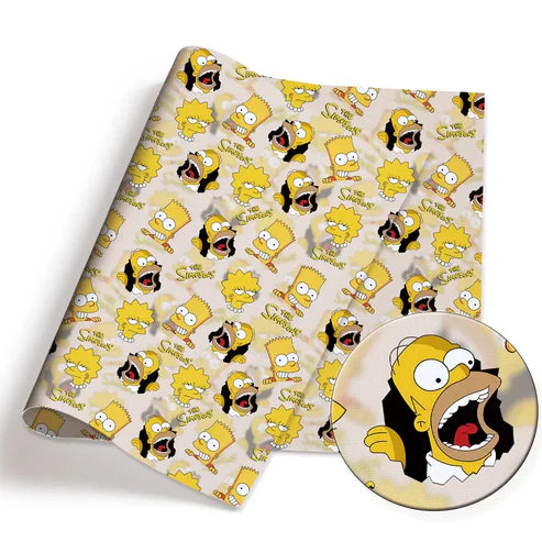 Yellow Cartoon Family Donuts Polycotton Fabric - Half Yard (18” x 55”) 90268
