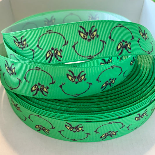 Grinch Face Grosgrain Ribbon