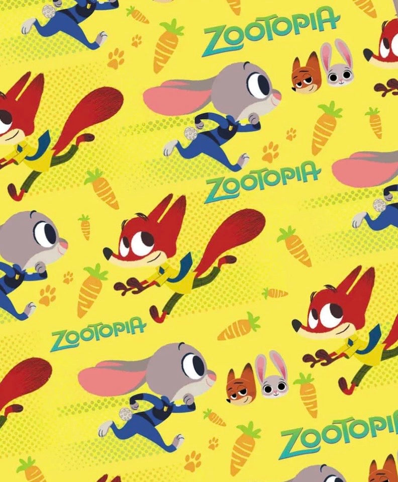 Disney Zootopia Zootropolis Judy Hopps Nick Wilde Polycotton Fabric - Half Yard (18” x 55”) 14550