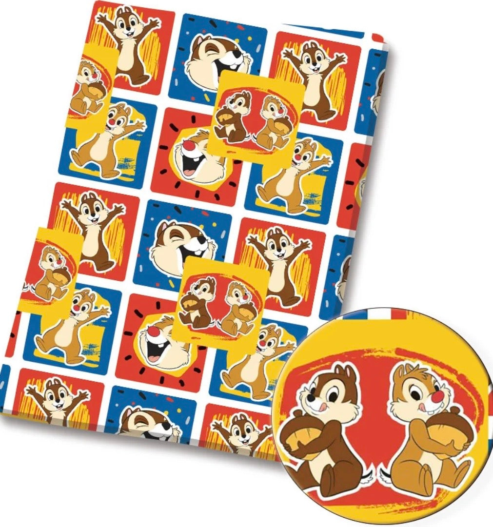 Disney Chip n Dale Chipmunks character Polycotton Fabric - Half Yard (18” x 55”) 50121