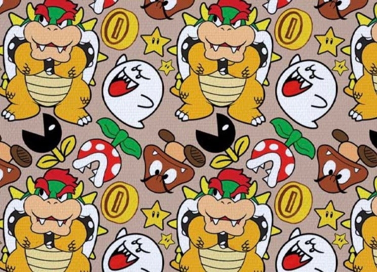 Super Mario Bowser game Polycotton Fabric - Half Yard (18” x 55”) 33117