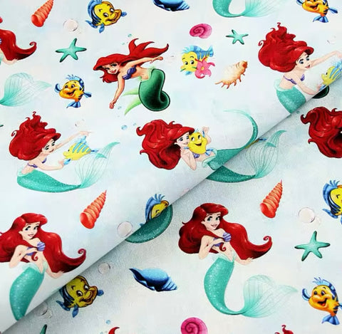 Little Mermaid polyCotton Fabric Half Yard (18” x 55”)