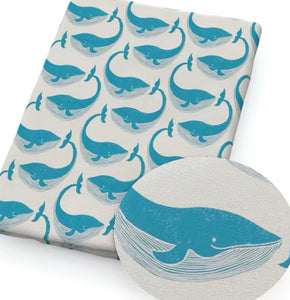 Whales polyCotton Fabric Half Yard (18” x 55”)