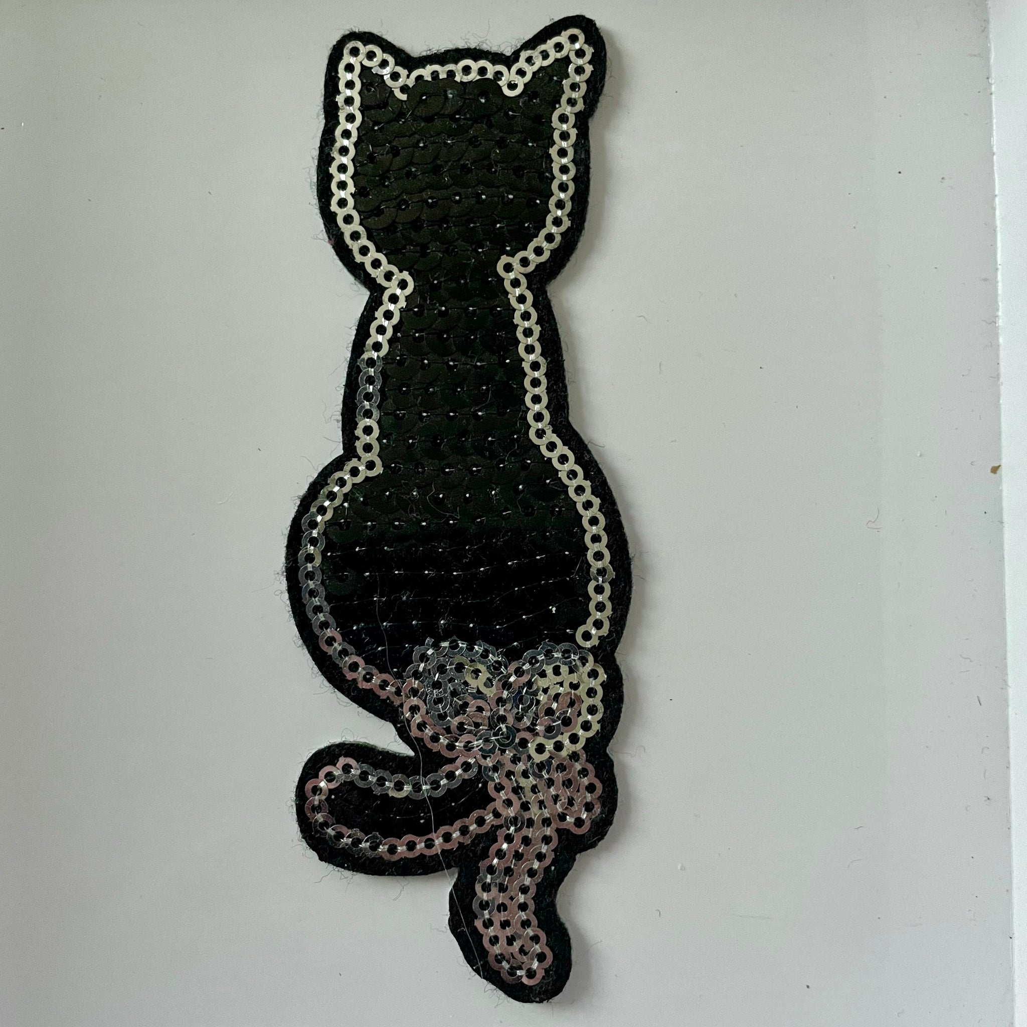 Sequin black cat Embroidered Patch