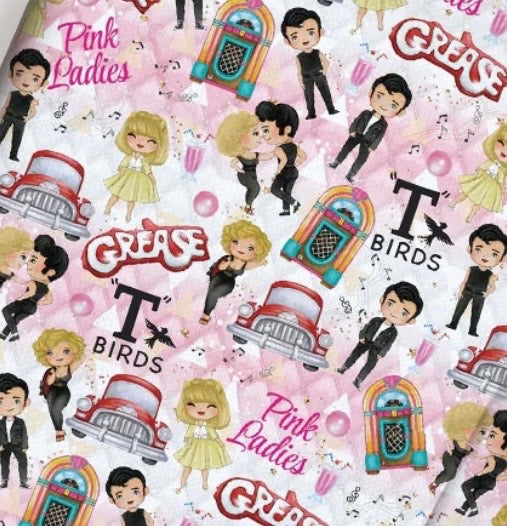 Grease Retro Movie T-Birds Pink Ladies Character Polycotton Fabric - Half Yard (18” x 55”) 24426