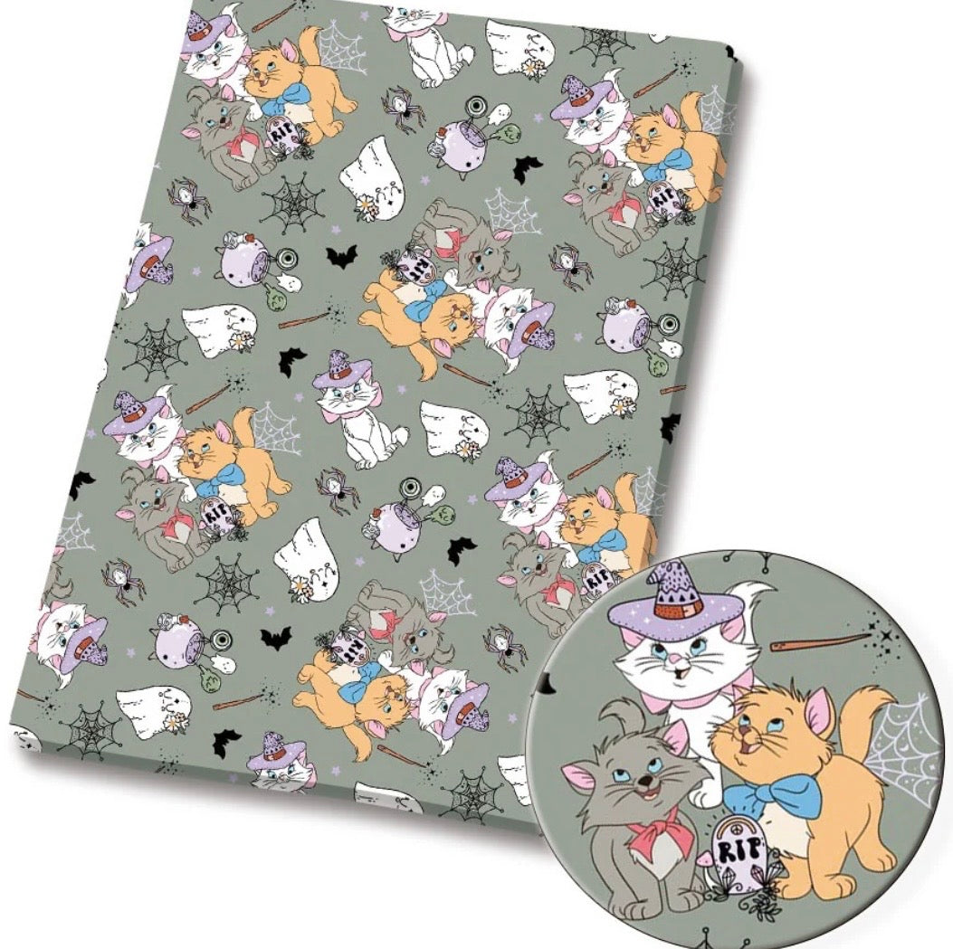 Disney Aristocats Marie cat character Halloween Polycotton Fabric - Half Yard (18” x 55”) 82136