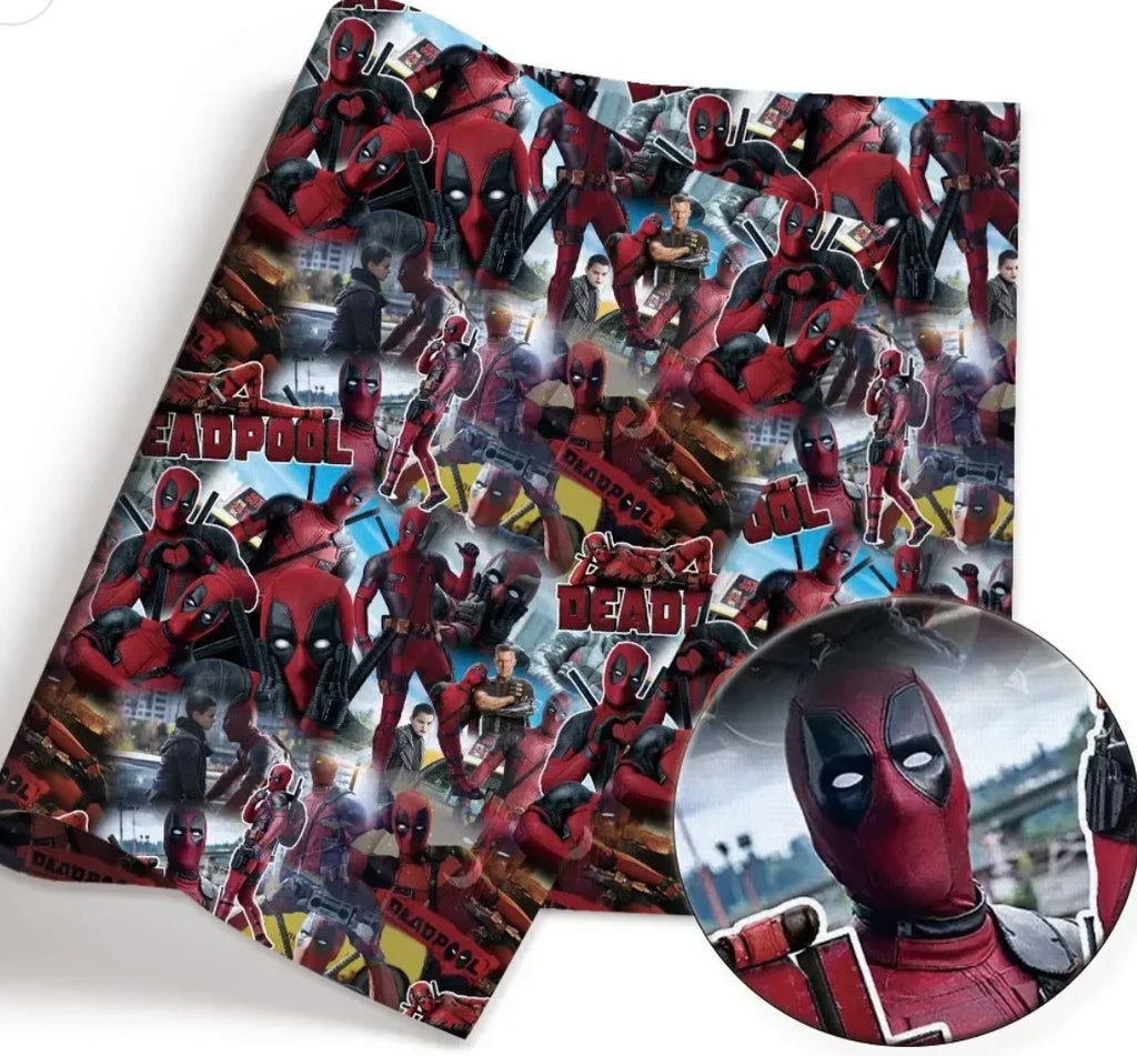 Marvel Avengers Superhero Deadpool Polycotton Fabric - Half Yard (18” x 55”) 30992