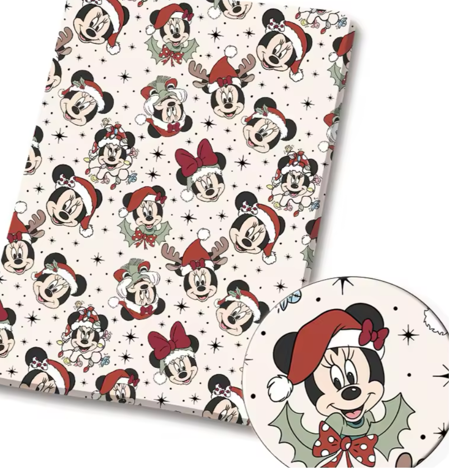 Mickey and Minnie Christmas polyCotton Fabric Half Yard (18” x 55”)