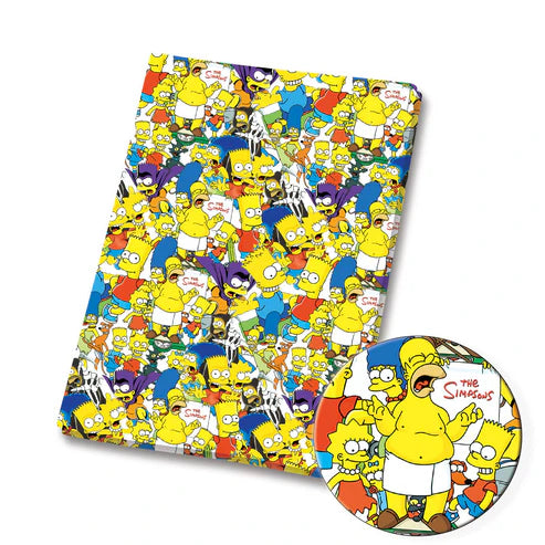 Yellow Cartoon Family Polycotton Fabric - Half Yard (18” x 55”) 5843