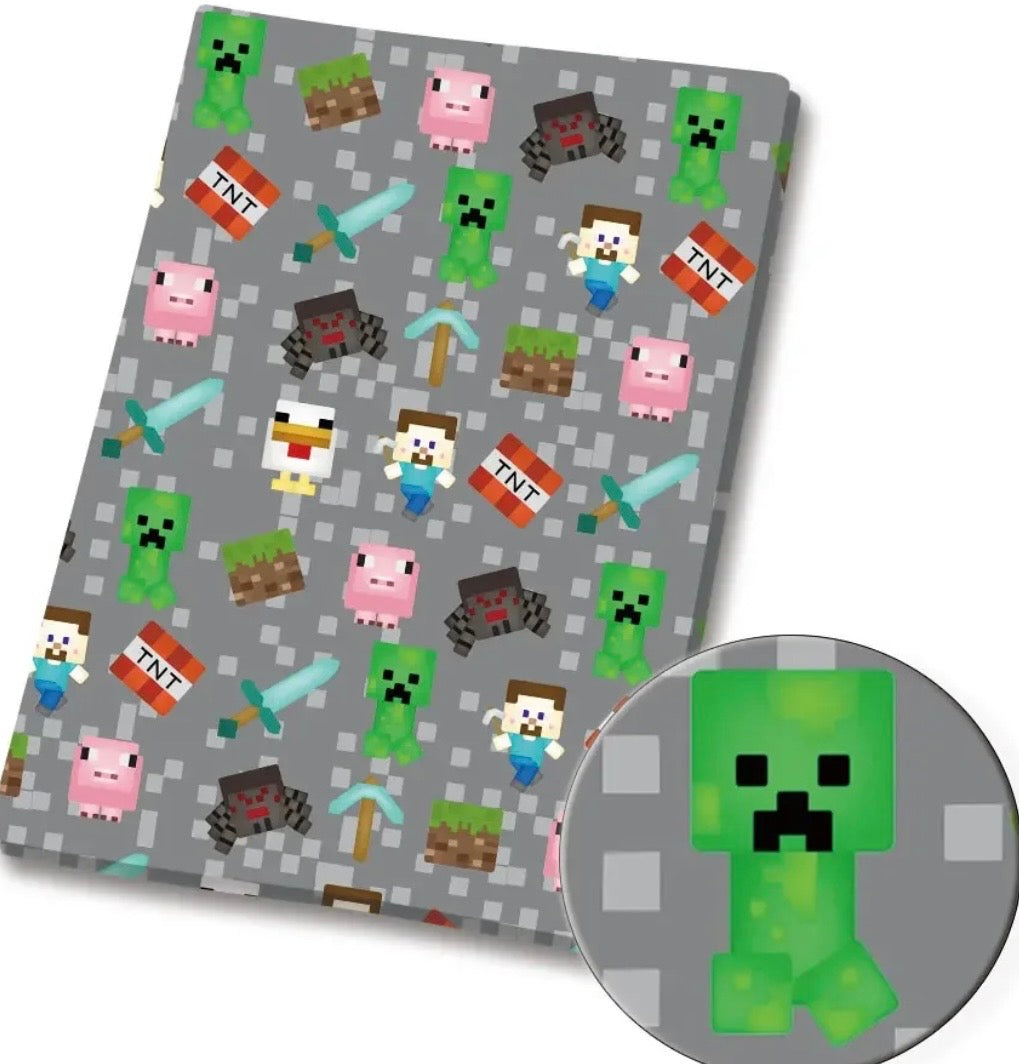 Minecraft Pixel Blocks game Creeper TNT Character Polycotton Fabric - Half Yard (18” x 55”) 36159
