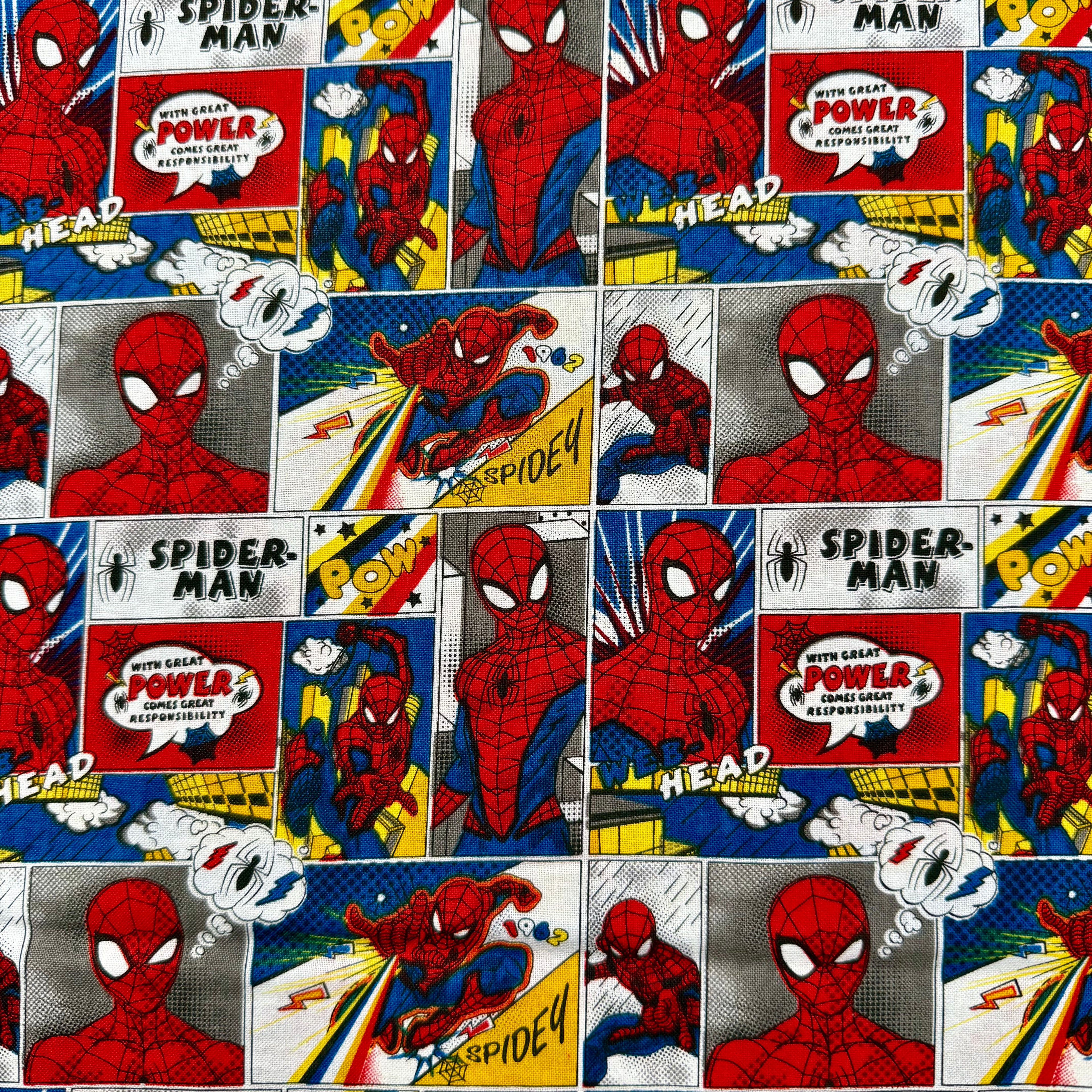 Marvel Avengers Spiderman Superhero Cotton Fabric - Half Yard (18” x 55”)
