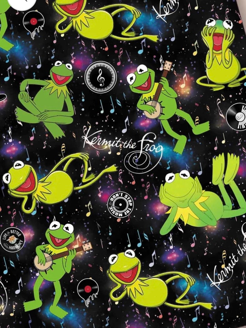 Muppets Kermit the Frog Character Polycotton Fabric - Half Yard (18” x 55”) 15294