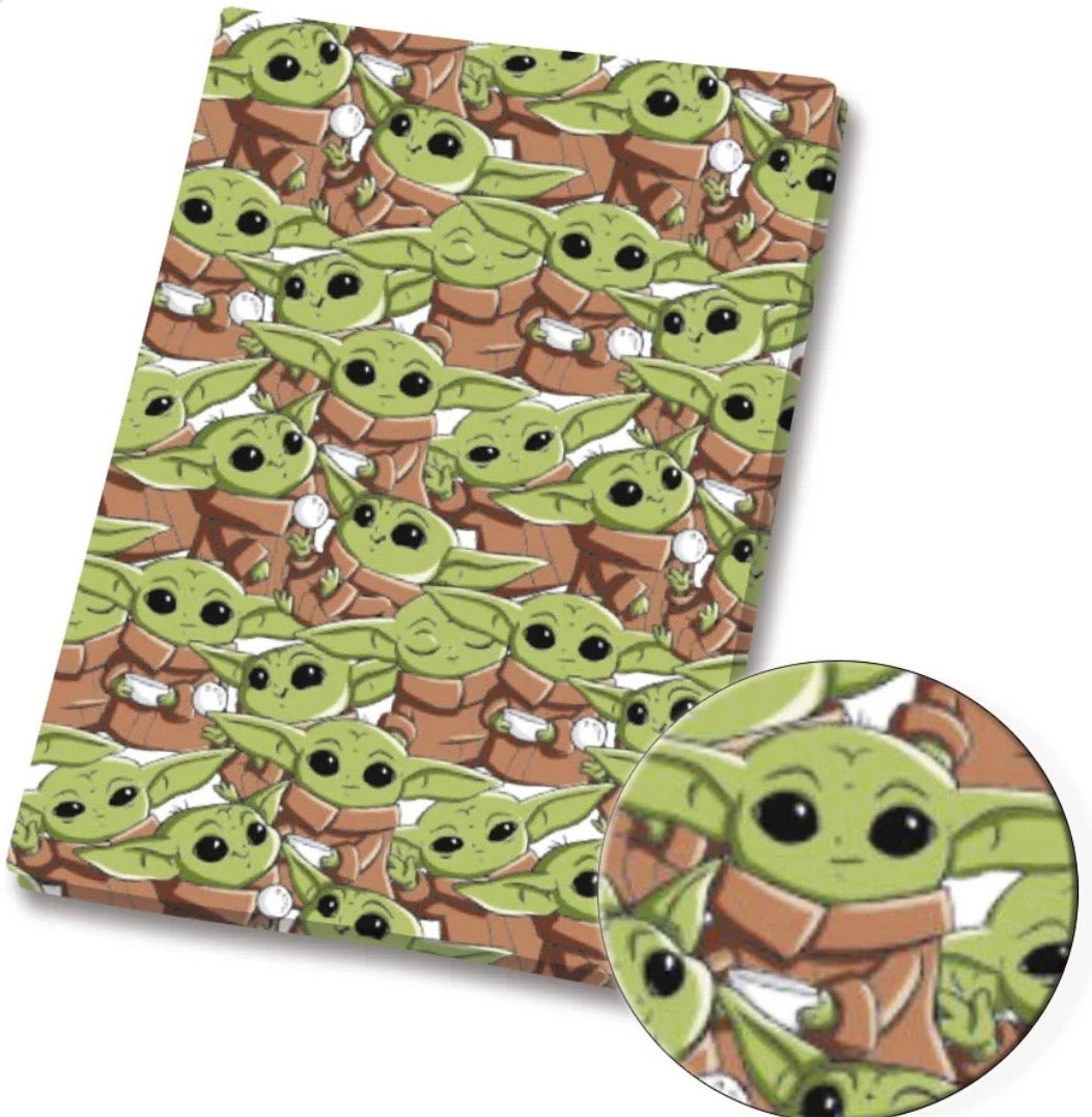 Star Wars Mandalorian Grogu Space Character Polycotton Fabric - Half Yard (18” x 55”) 80100