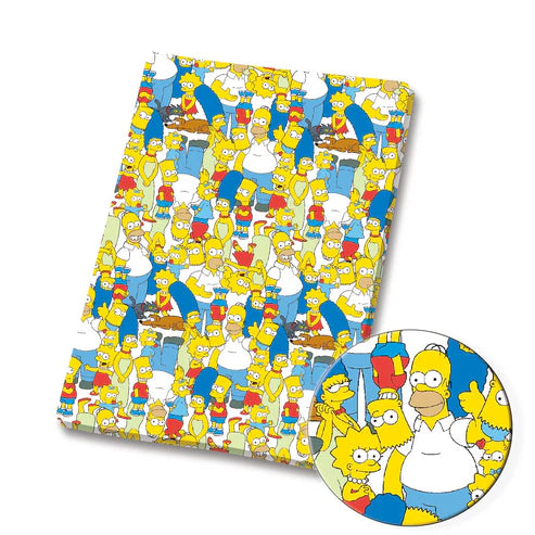 Yellow Cartoon Family Polycotton Fabric - Half Yard (18” x 55”) 9815