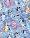 Bluey Bingo dogs children character Character Polycotton Fabric - Half Yard (18” x 55”) 14827