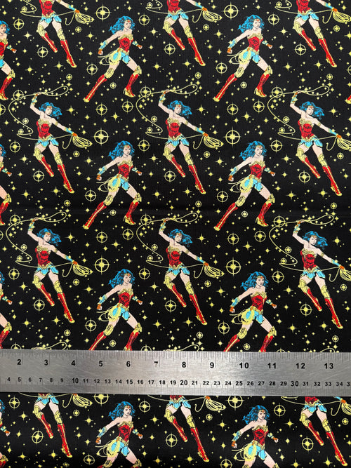 DC Comics Wonder Woman Cotton Fabric - Half Yard (18” x 55”)