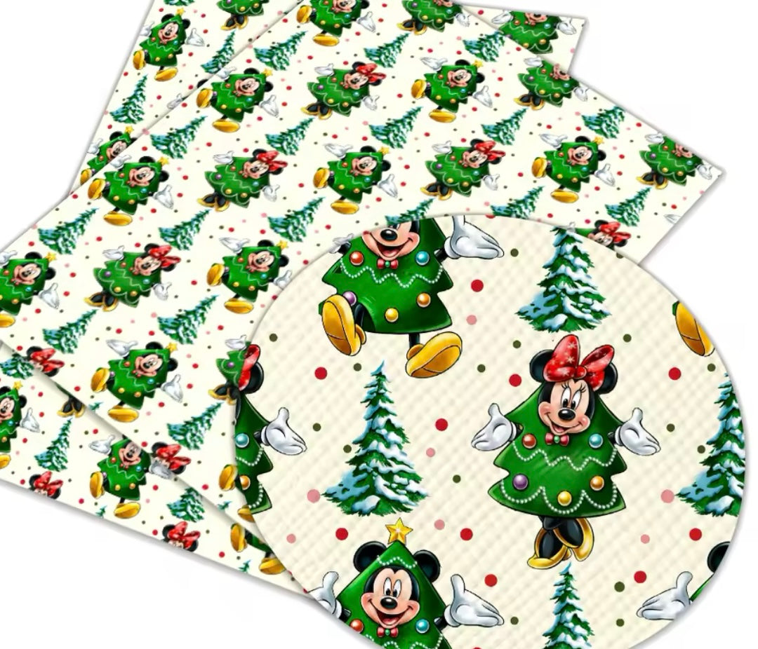 Mickey and Minnie Christmas polyCotton Fabric Half Yard (18” x 55”)