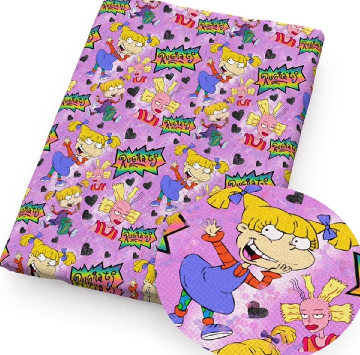 Rugrats retro 1990s Cartoon Angelica Cynthia character Polycotton Fabric - Half Yard (18” x 55”) 1249444