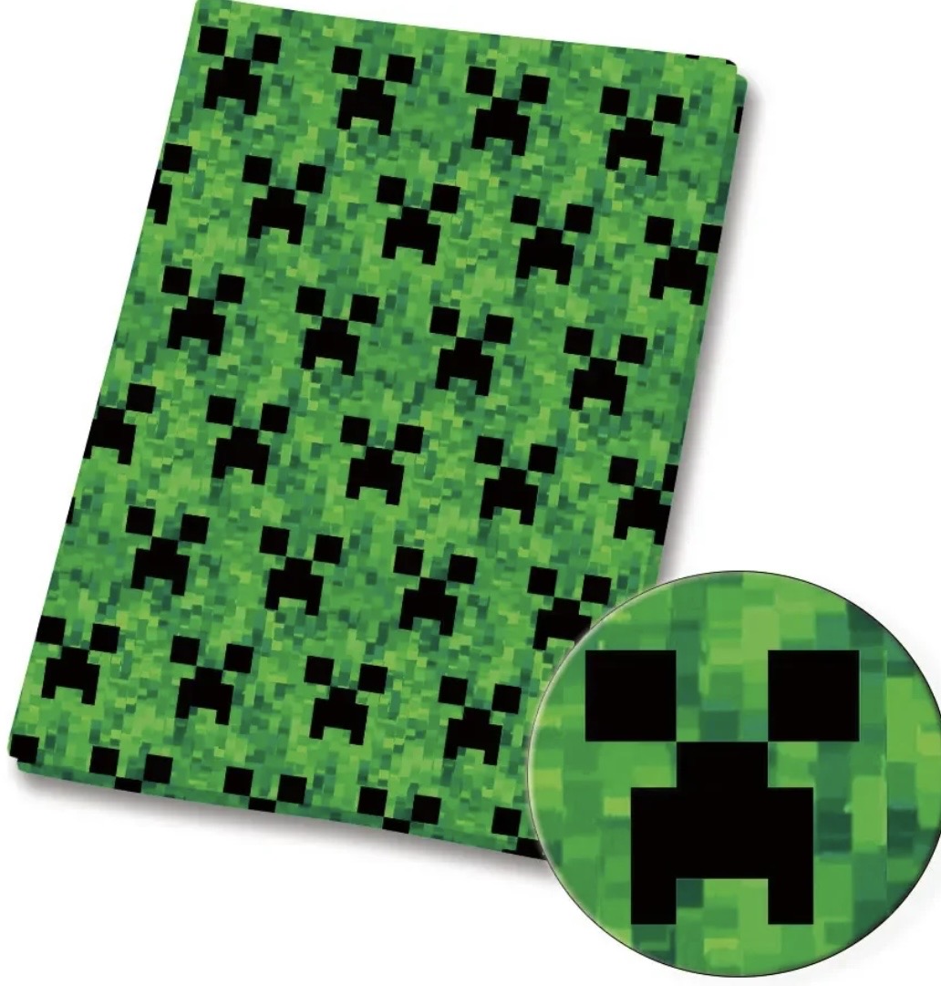 Minecraft Pixel Blocks game Creeper TNT Character Polycotton Fabric - Half Yard (18” x 55”) 9503