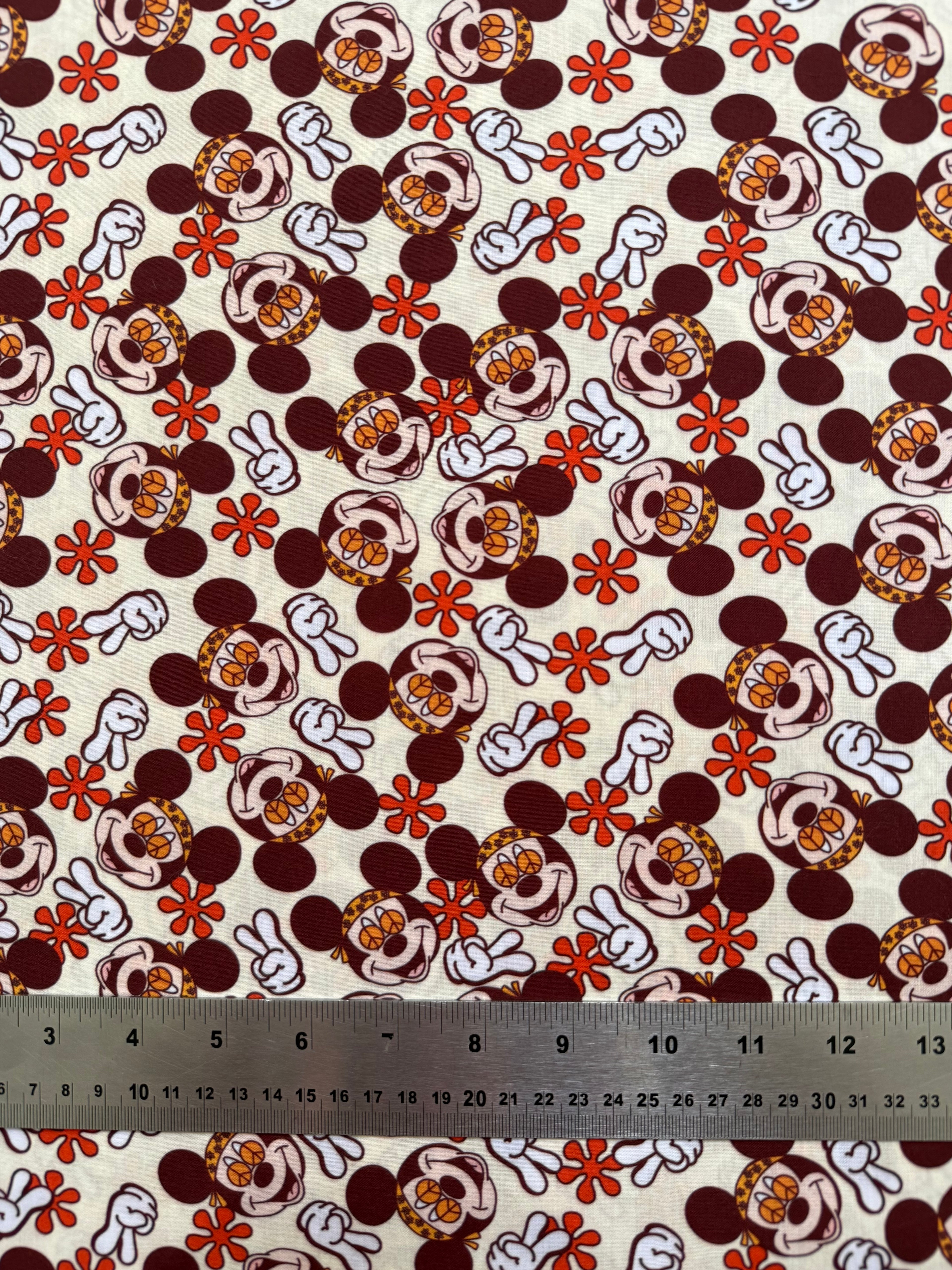 Classic Mouse Hippie Polycotton Fabric - Half Yard (18” x 44”) 2412