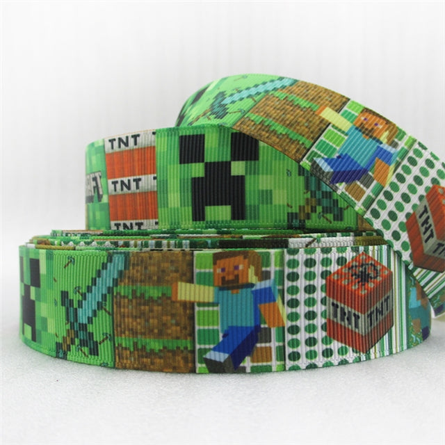 Pixel-block Game Grosgrain Ribbon 1047201