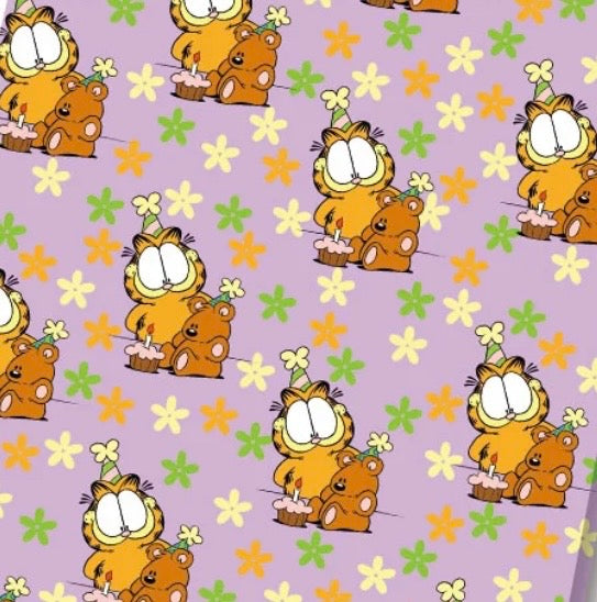 Retro 1980s Garfield Cartoon cat polyCotton Fabric - Half Yard (18” x 55”) 10373