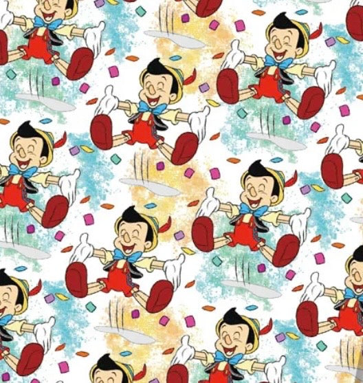 Disney Pinocchio Jiminy Cricket Character Polycotton Fabric - Half Yard (18” x 55”) 80111