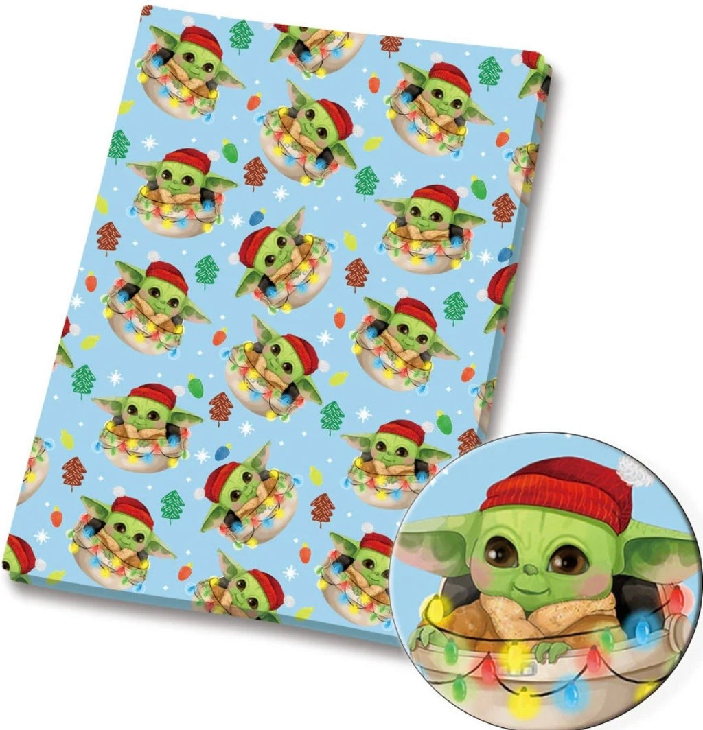 Star Wars Mandalorian Grogu Space Character Polycotton Fabric - Half Yard (18” x 55”) 29792