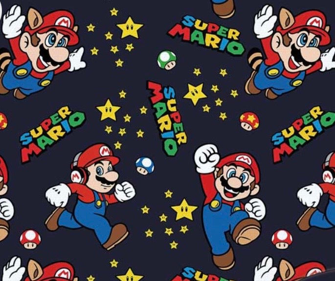 Super Mario game Polycotton Fabric - Half Yard (18” x 55”) 34453