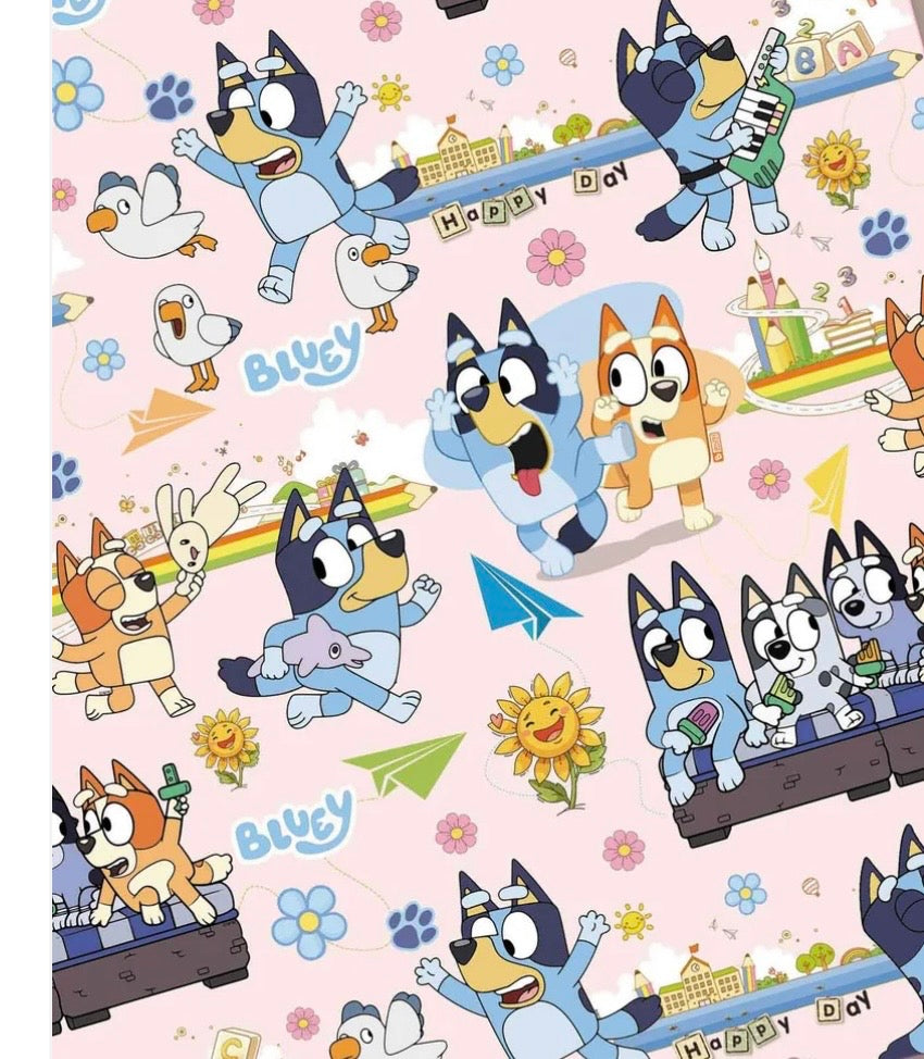 Bluey Bingo dogs children character Character Polycotton Fabric - Half Yard (18” x 55”) 14829