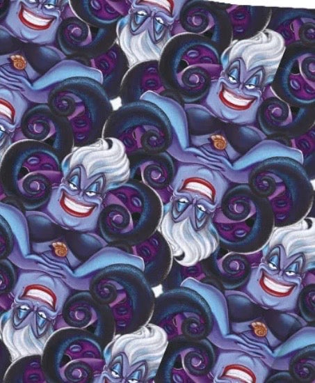 Disney Villain Ursula Little Mermaid Polycotton Fabric - Half Yard (18” x 55”) 83255