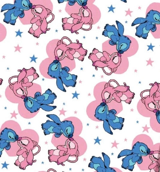 Disney Stitch Angel Alien character Polycotton Fabric - Half Yard (18” x 55”) 83467