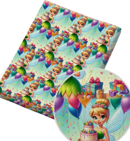 Tinkerbell Birthday Polycotton Fabric Half Yard (18” x 50”)