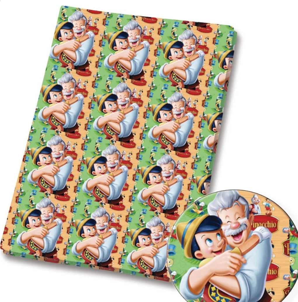 Disney Pinocchio Geppetto Character Polycotton Fabric - Half Yard (18” x 55”) 80112