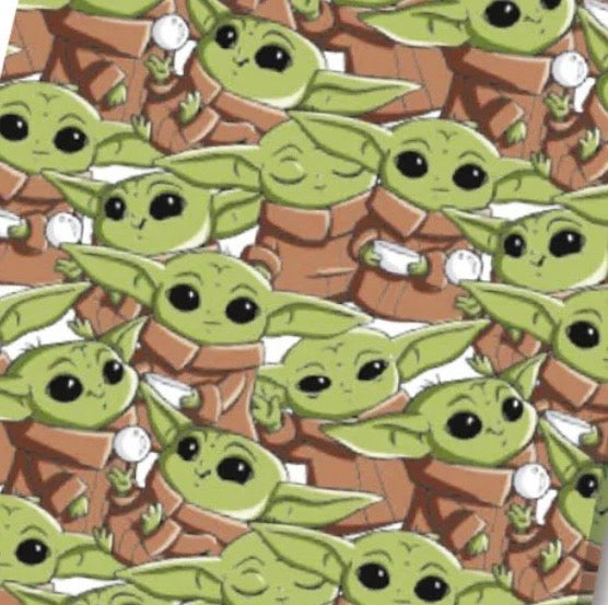 Star Wars Mandalorian Grogu Space Character Polycotton Fabric - Half Yard (18” x 55”) 80100