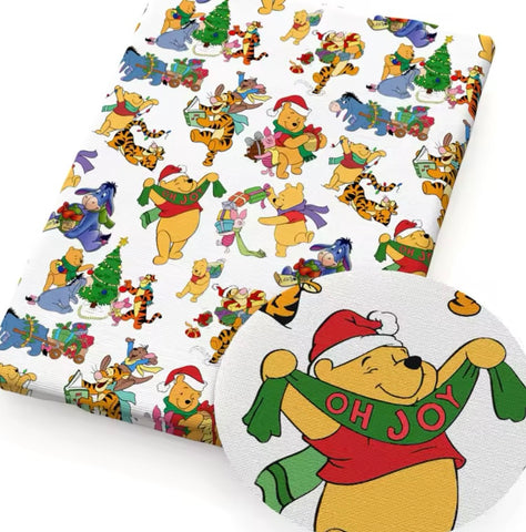 Winnie the Pooh Christmas polyCotton Fabric Half Yard (18” x 55”)