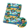 Cheeky Blue alien Beach Polycotton Fabric - Half Yard (18” x 55”) 23906
