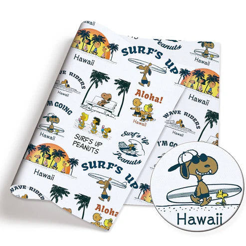 Retro Comic Beagle Hawaii Surf Polycotton Fabric - Half Yard (18” x 55”) 2421
