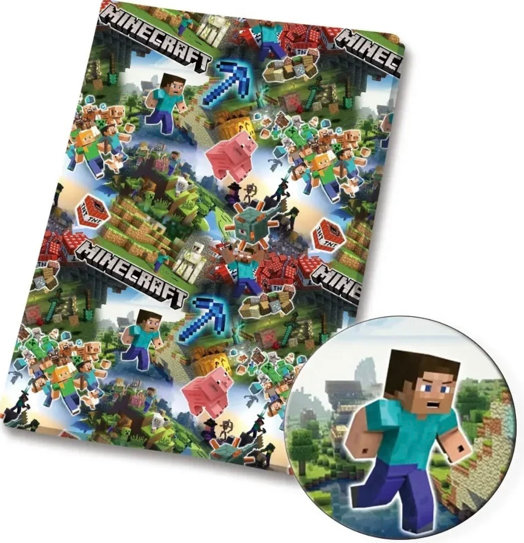 Minecraft Pixel Blocks game Creeper TNT Character Polycotton Fabric - Half Yard (18” x 55”) 39219