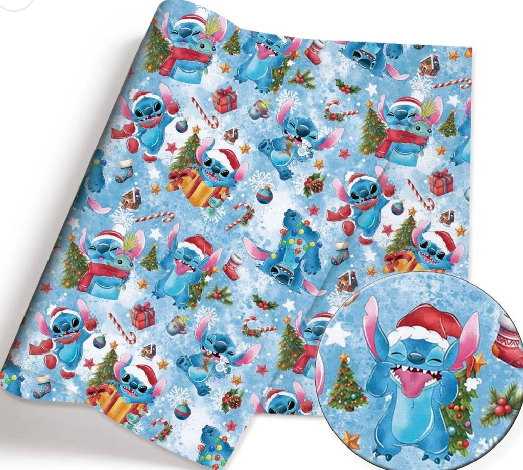 Disney Stitch Alien Christmas Polycotton fabric - Half Yard (18” x 55”) 45851