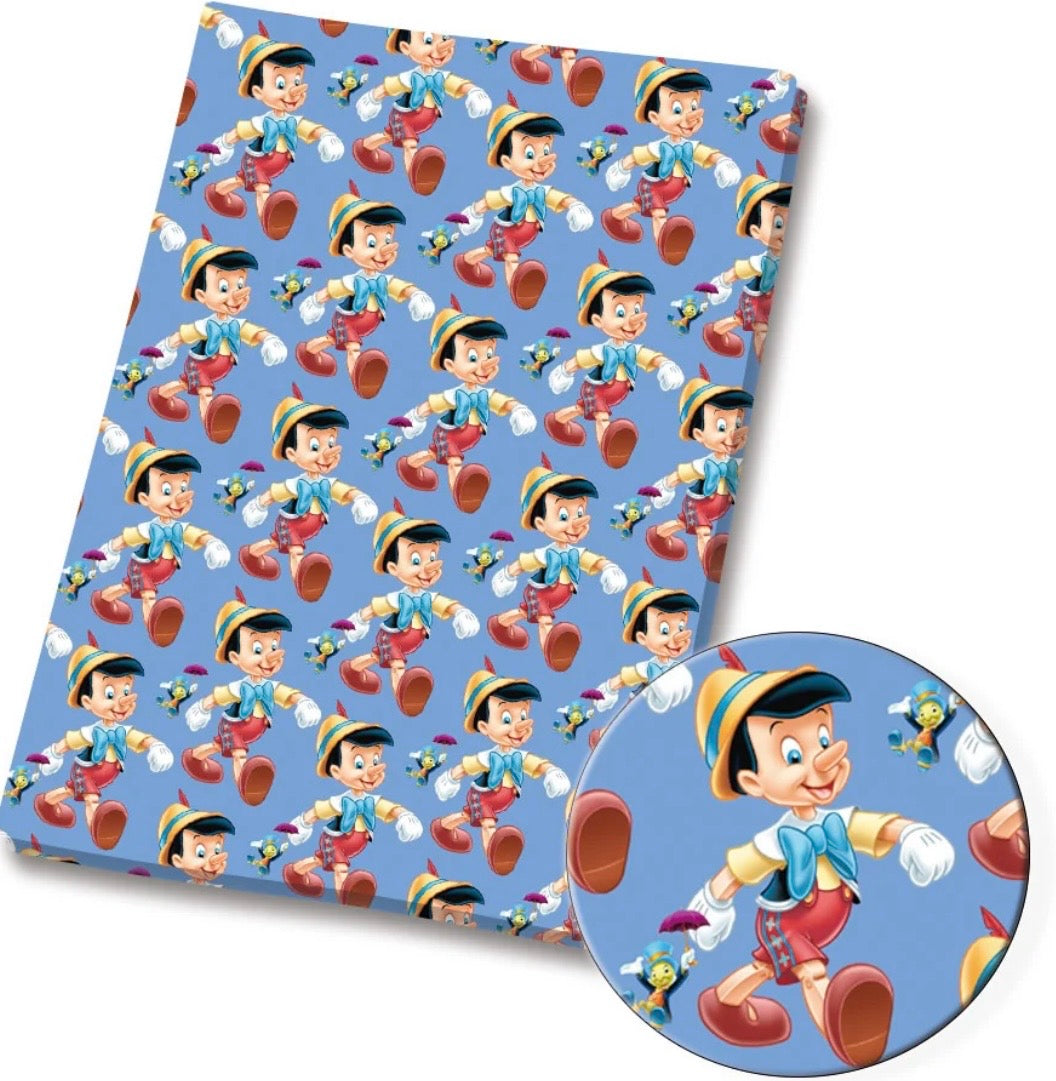 Disney Pinocchio Jiminy Cricket Character Polycotton Fabric - Half Yard (18” x 55”) 80110